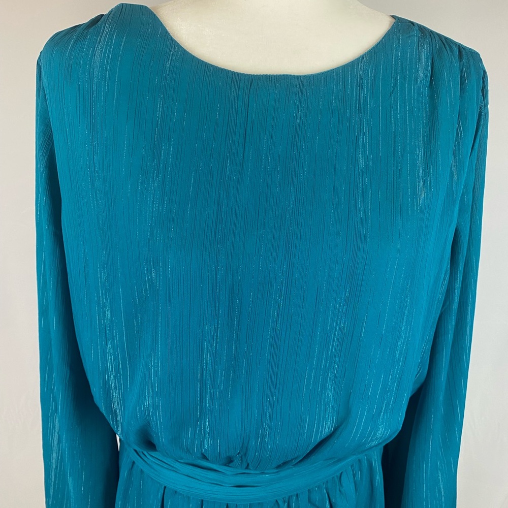 Long Trumpet Sleeve Amelia Dress in Ocean Depths, Size XL - Picture 6 of 10